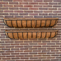 Manor Garden Black Metal Wall Basket Manger Trough Planters (120cm) - Pack of 2