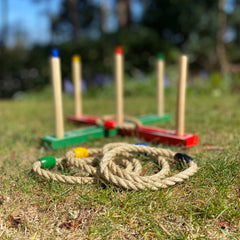 Deluxe Quoits Ring Toss Wooden Garden Lawn Game