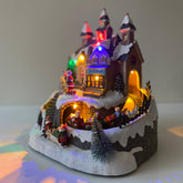 Christmas Village Santa Scene Ornament with Lights Moving Train and Sound
