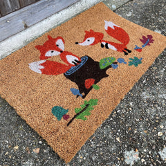 Woodland Fox Design Print Indoor & Outdoor Coir Doormat