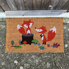 Woodland Fox Design Print Indoor & Outdoor Coir Doormat