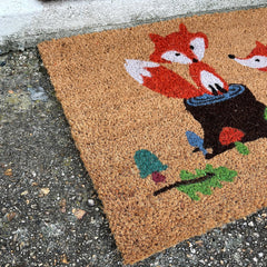Woodland Fox Design Print Indoor & Outdoor Coir Doormat