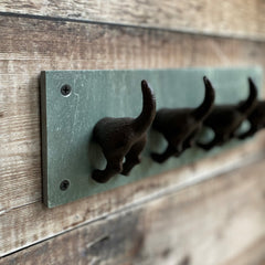 Cast Iron and Slate Dog Tail Wall Hook Coat Rack with 4 Hooks