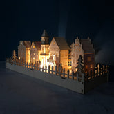 Christmas Village Alpine Scene Wooden Ornament with LEDs