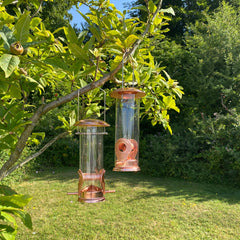 Copper Style Hanging Bird Seed Feeders with 2 Feeding Ports (Set of 2)