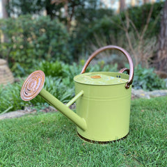 Sage Green & Copper Metal Watering Can (9 Litre)