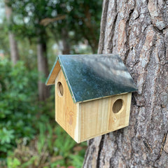 Wooden Garden Squirrel Nest Box House With Metal Roof - Pack of 2