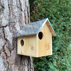 Wooden Garden Squirrel Nest Box House With Metal Roof - Pack of 2