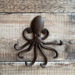 Cast Iron Octopus Shaped Wall Hook Rack with 2 Hooks (Set of 2)