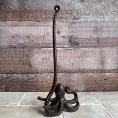 Cast Iron Octopus Shaped Loo Roll Holder Store, Wall Dispenser and Wall Hook Set
