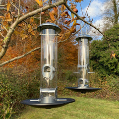 Heavy Duty Aluminium Bird Seed Feeder with Seed Catcher Tray (Set of 2)
