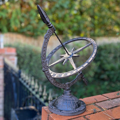 Armillary Garden Sundial Made from Cast Iron in a Vintage Traditional Style