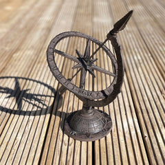 Armillary Garden Sundial Made from Cast Iron in a Vintage Traditional Style
