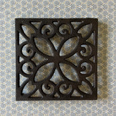 Cast Iron Square Ornate Table Trivet for Hot Pans or Dishes