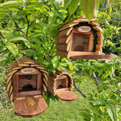 Wooden Hanging Garden Squirrel Feeders with Platform (Set of 3)