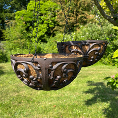 Cast Iron Garden Hanging Basket Planters (25.5cm) - Pack of 2