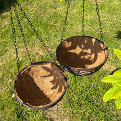 Cast Iron Garden Hanging Basket Planters (25.5cm) - Pack of 2