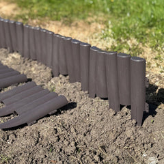 Plastic Log Roll Style Wood Effect Garden Lawn Edging (27.5cm x 24cm) - 8 Panels