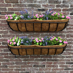 Manor Garden Black Metal Wall Basket Manger Trough Planter (90cm)