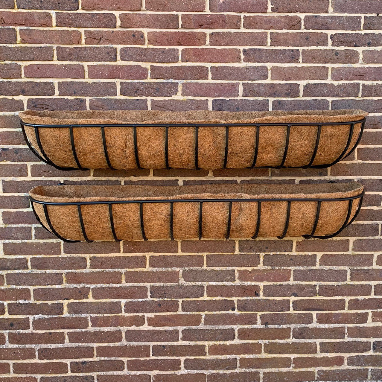 Manor Garden Black Metal Wall Basket Manger Trough Planters (120cm) - Pack of 2