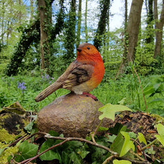 Red Robin on a Stone Resin Garden Ornament