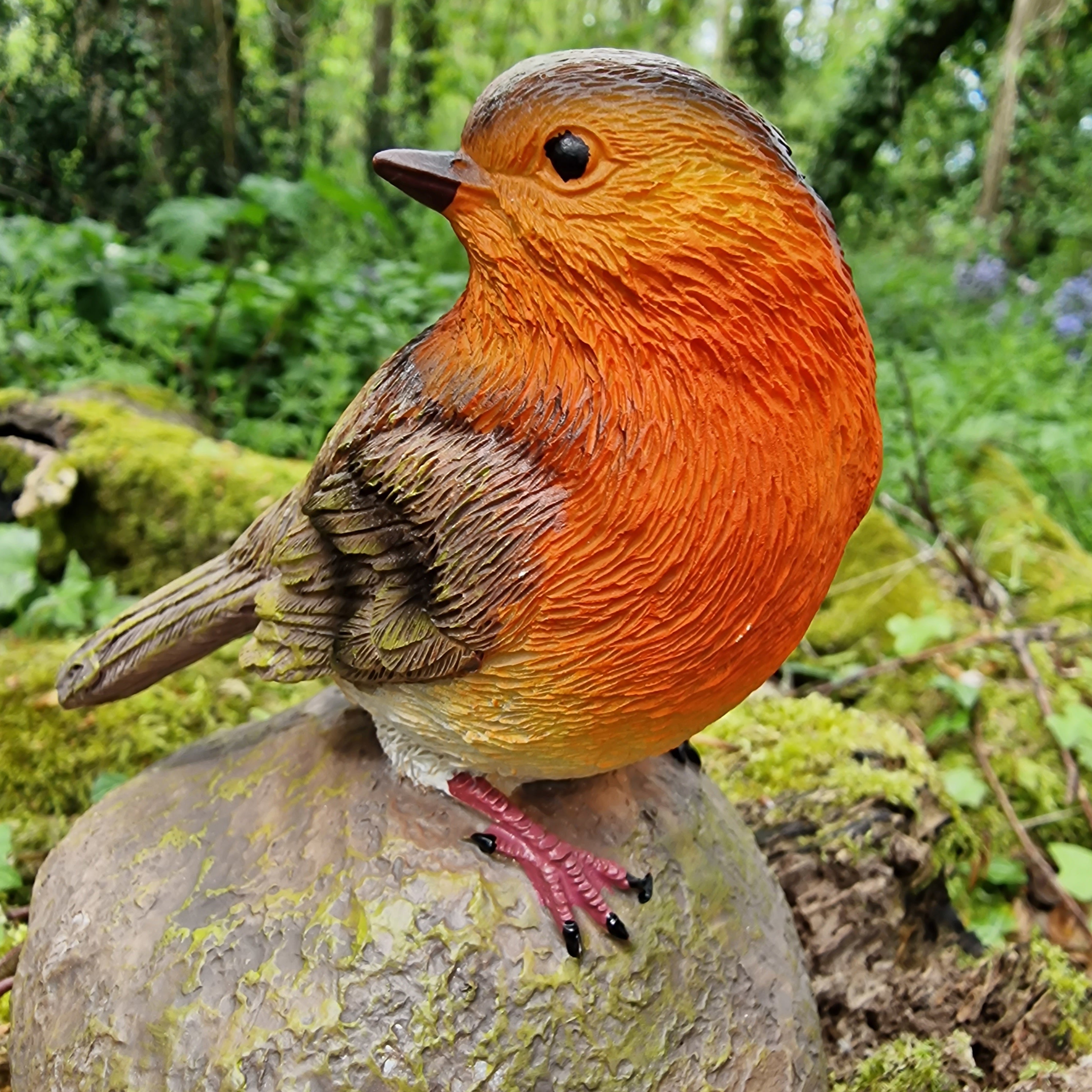 Red Robin on a Stone Resin Garden Ornament