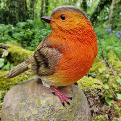 Red Robin on a Stone Resin Garden Ornament