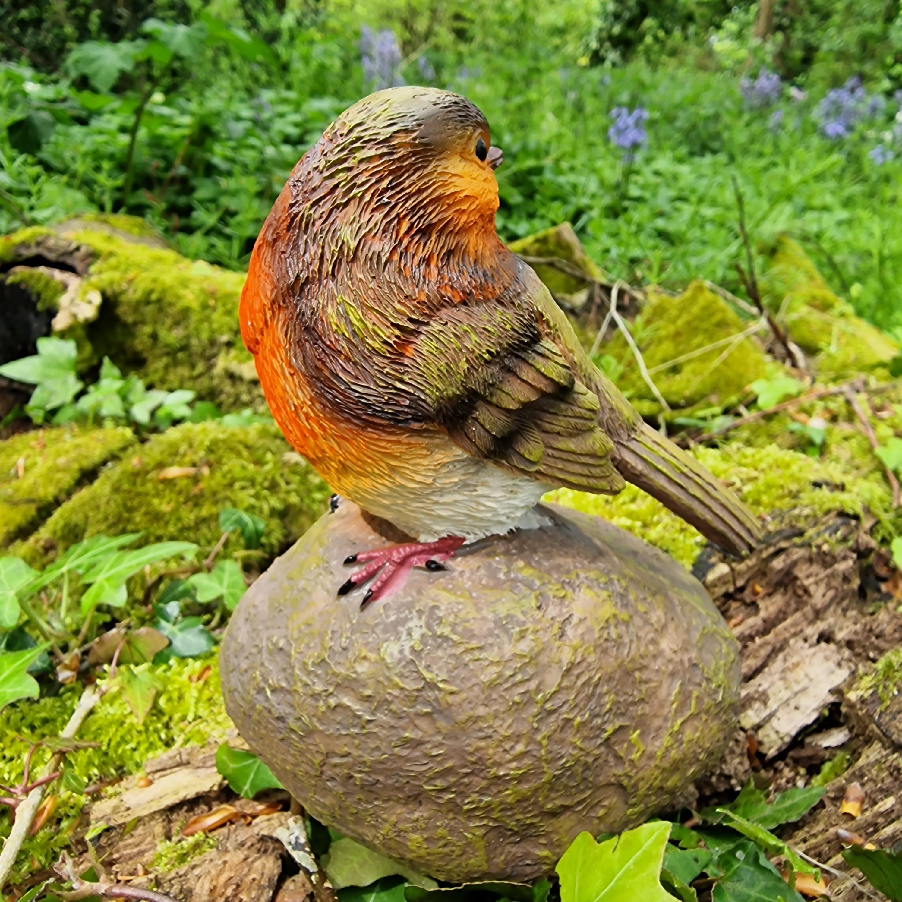 Red Robin on a Stone Resin Garden Ornament