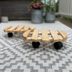 Round Wooden Plant Pot Trolley Movers (30cm) - Pack of 2