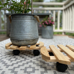 Round Wooden Plant Pot Trolley Movers (30cm) - Pack of 2