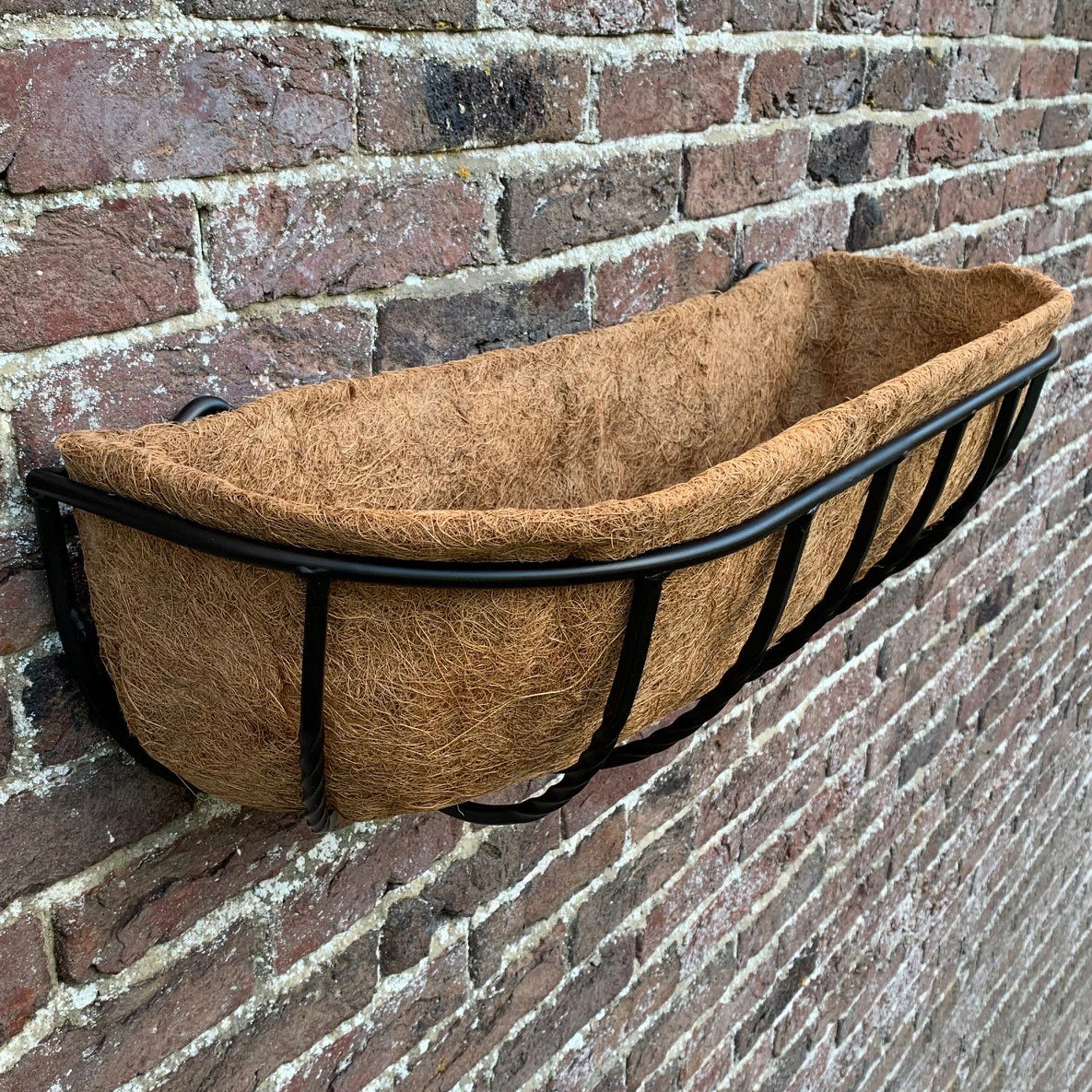 Manor Garden Black Metal Wall Basket Manger Trough Planters (90cm) - Pack of 2