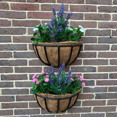 Manor Garden Black Metal Wall Basket Manger Trough Hayrack Planters (40cm) - Pack of 2