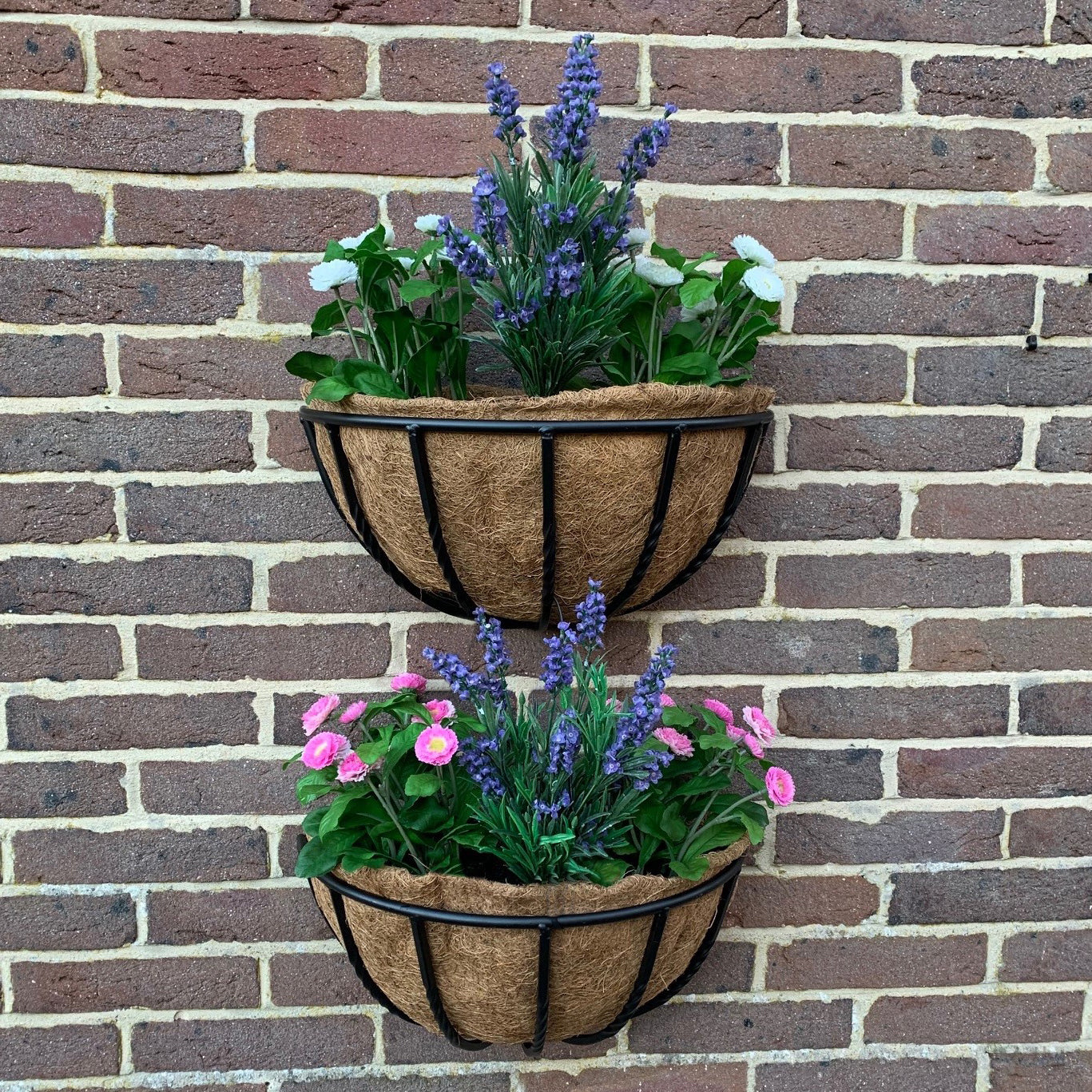 Manor Garden Black Metal Wall Basket Manger Trough Hayrack Planters (40cm) - Pack of 2