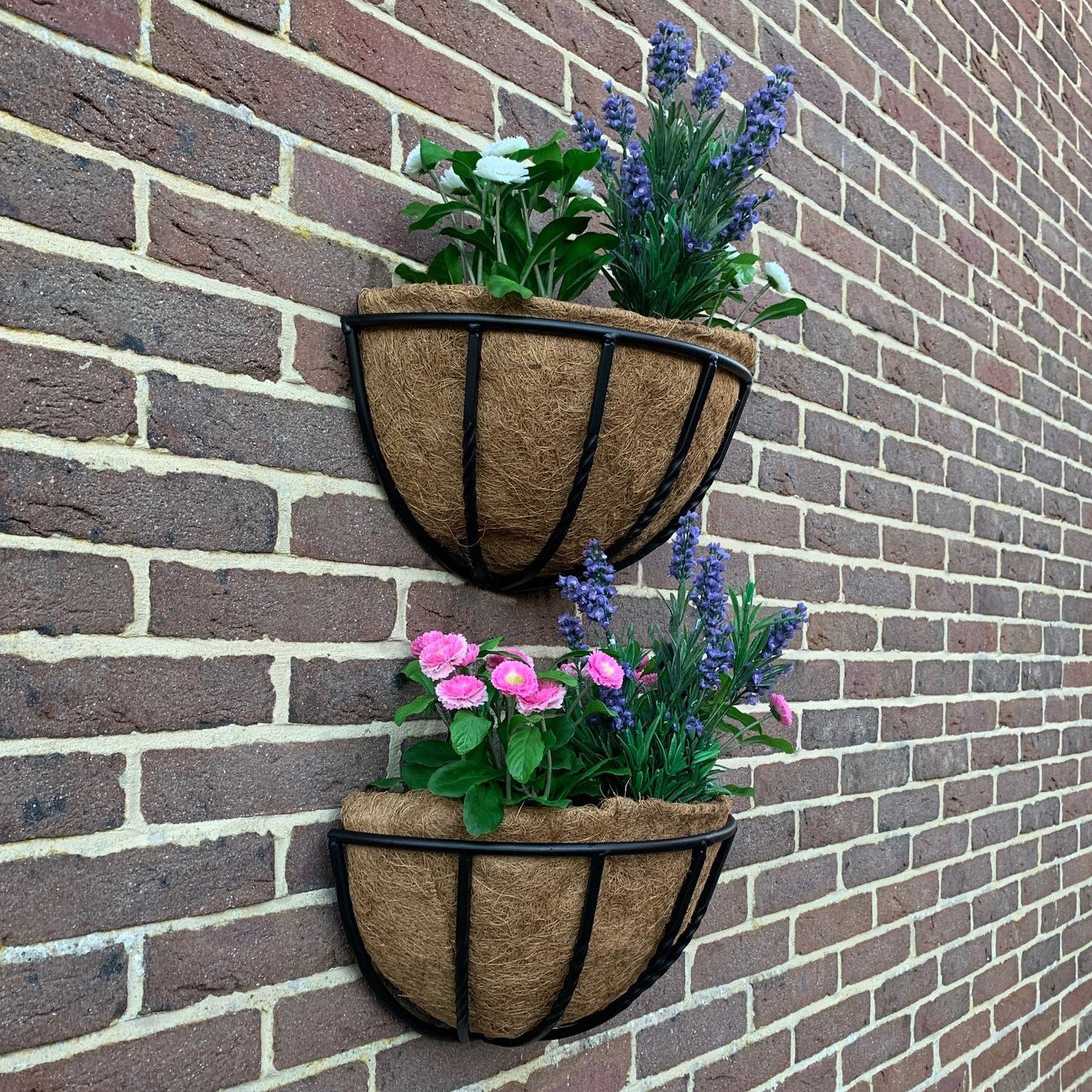 Manor Garden Black Metal Wall Basket Manger Trough Hayrack Planters (40cm) - Pack of 2