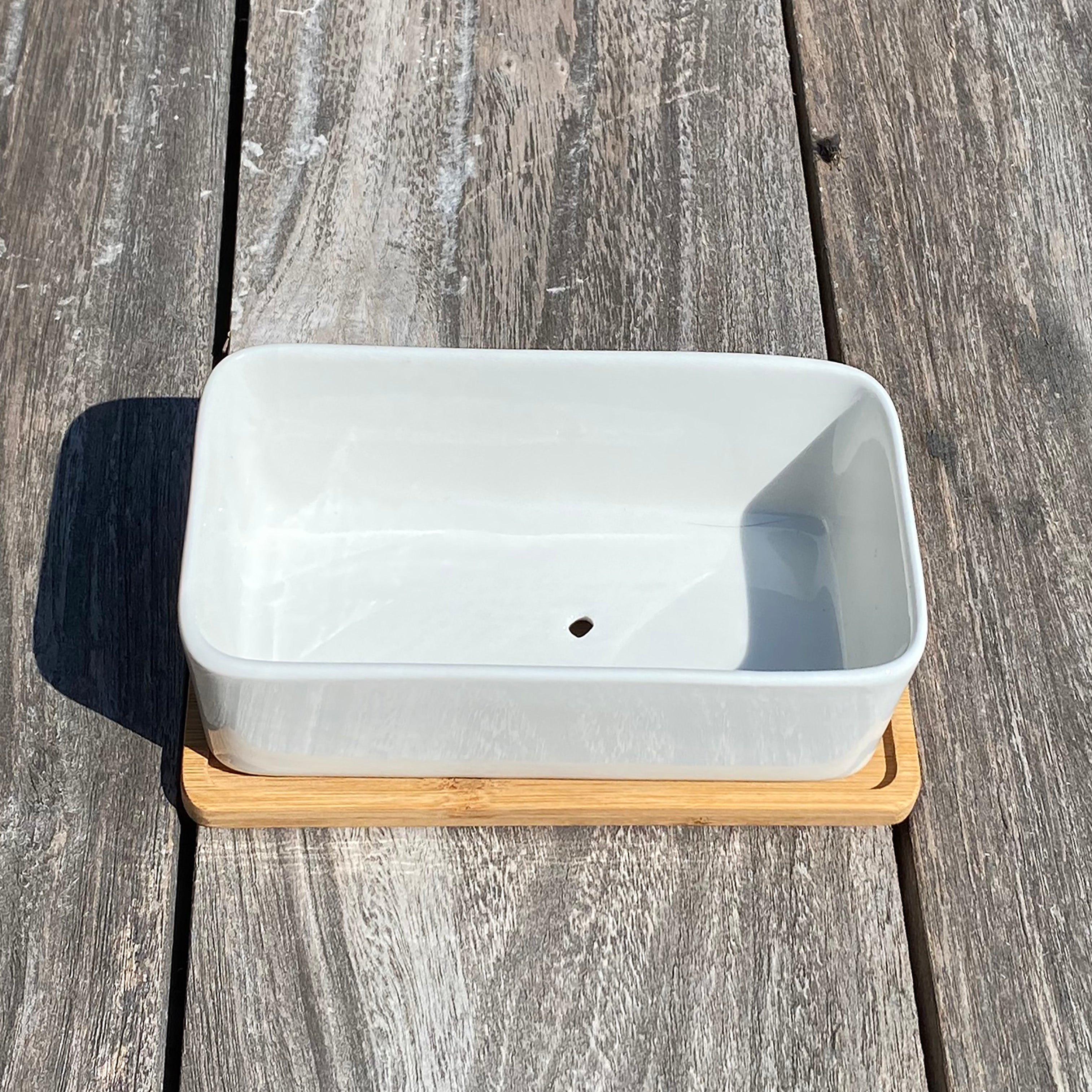 White Succulent and Cactus Ceramic Trough Plant Pots - Pack of 2