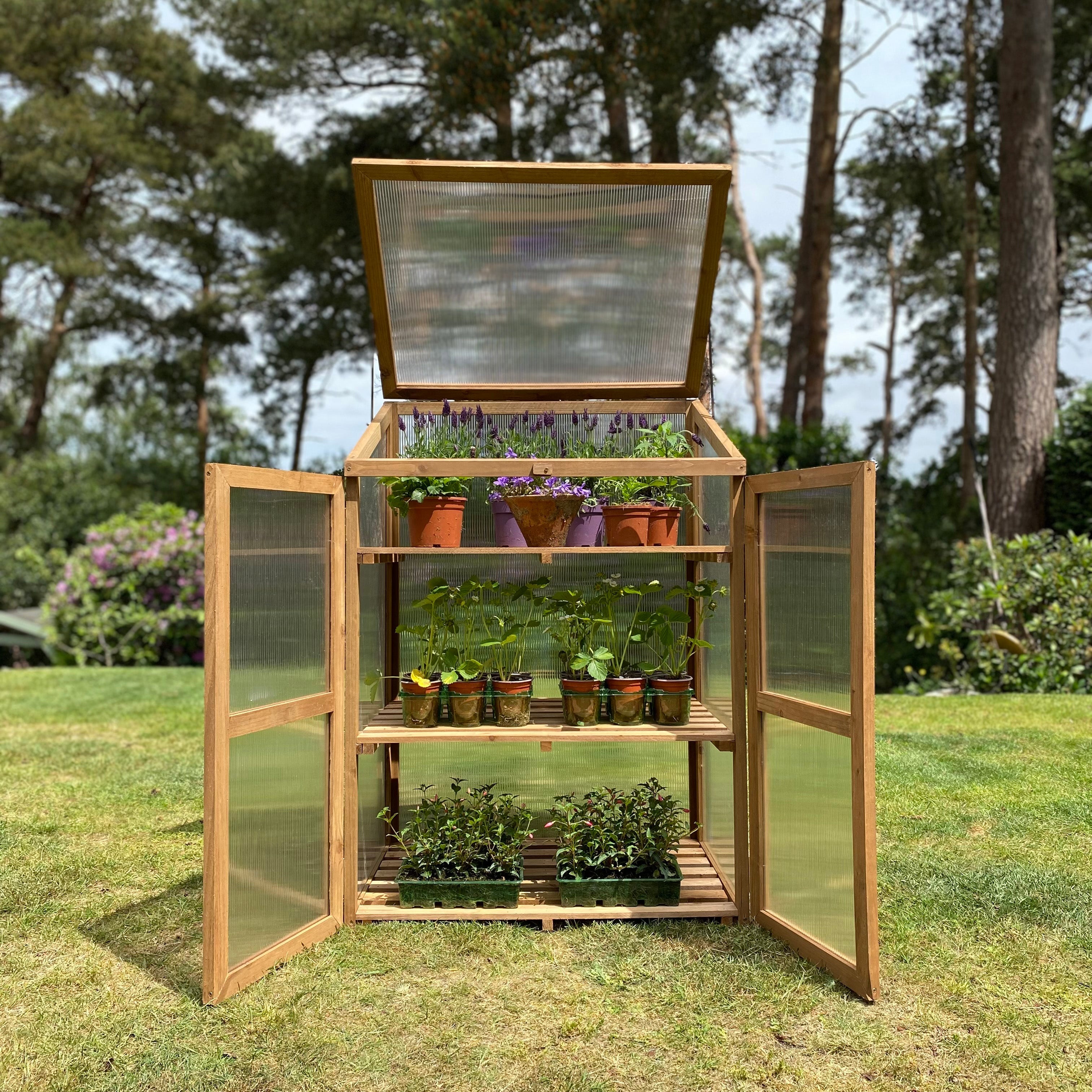 Wooden Framed Polycarbonate Growhouse Mini Greenhouse