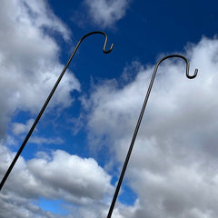 Heavy Duty Garden Shepherds Crook Black Metal Border Hooks (2.18m) - Pack of 2