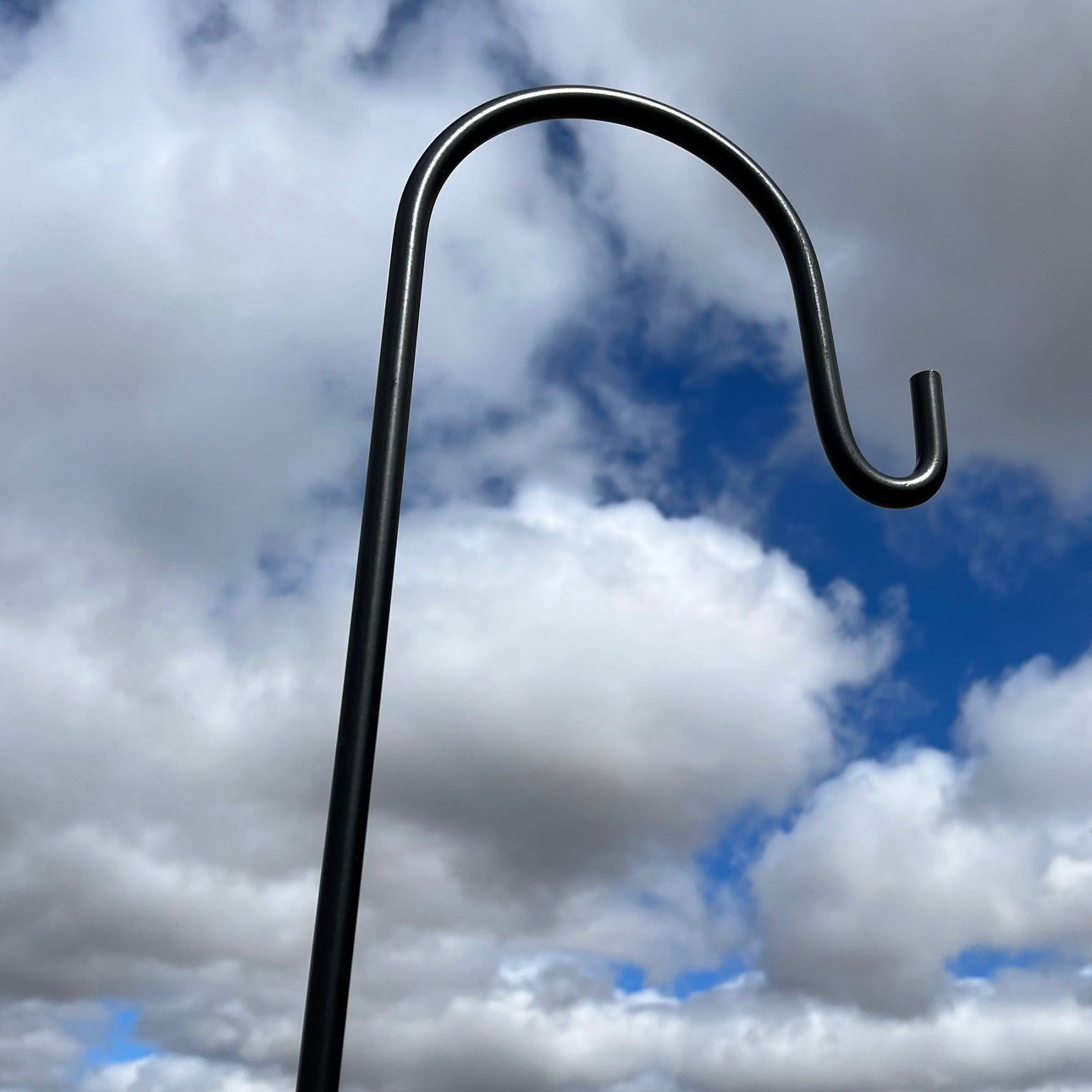 Heavy Duty Garden Shepherds Crook Black Metal Border Hooks (2.18m) - Pack of 2