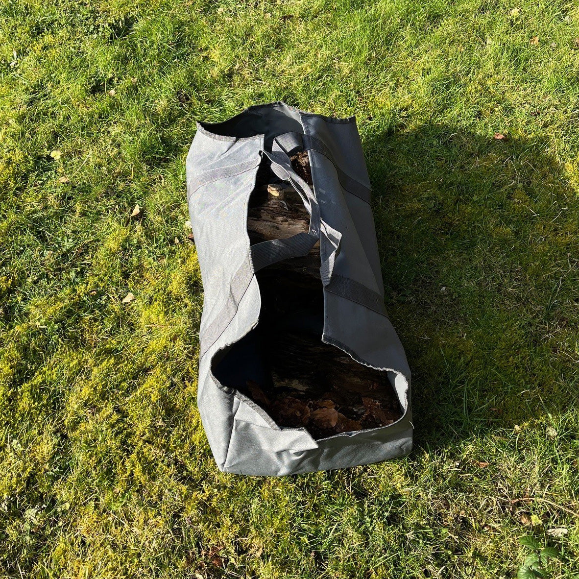Fireside Kindling Bucket in French Grey with Canvas Log Carrier Bag