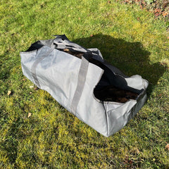 Canvas Log Carrier Firewood Bag Tote in French Grey (Set of 2)
