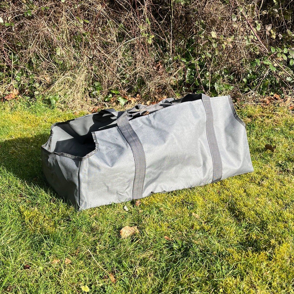 Canvas Log Carrier Firewood Bag Tote in French Grey