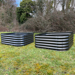 Large Metal Raised Vegetable Bed in Dark Grey (120cm) - Pack of 2