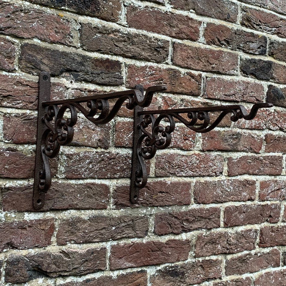 Cast Iron Decorative Hanging Garden Basket Bracket (35cm) - Pack of 2