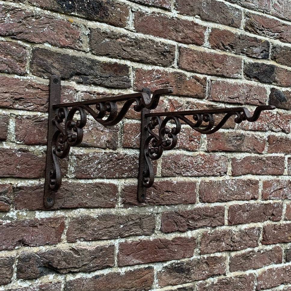Cast Iron Decorative Hanging Garden Basket Bracket (20cm) - Pack of 2