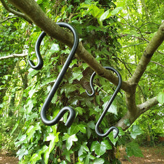Steel S Hooks for Bird Feeders and Hanging Baskets - Pack of 4