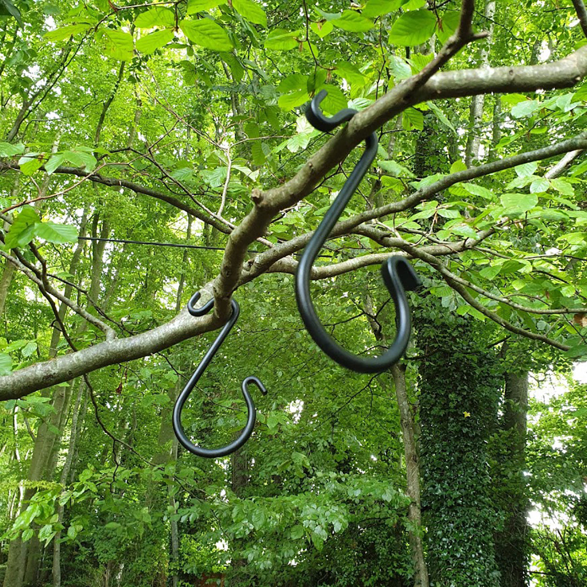Steel S Hooks for Bird Feeders and Hanging Baskets - Pack of 4