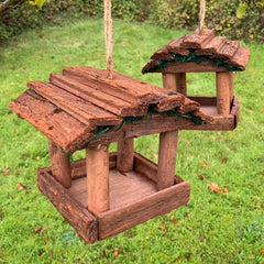 Hanging Wooden Bird Table Feeders (Set of 2)