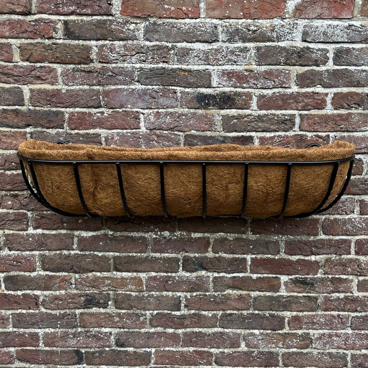 Manor Garden Black Metal Wall Basket Manger Trough Planters (90cm) - Pack of 2