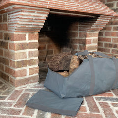 Canvas Log Carrier Firewood Bag Tote in French Grey (Set of 2)