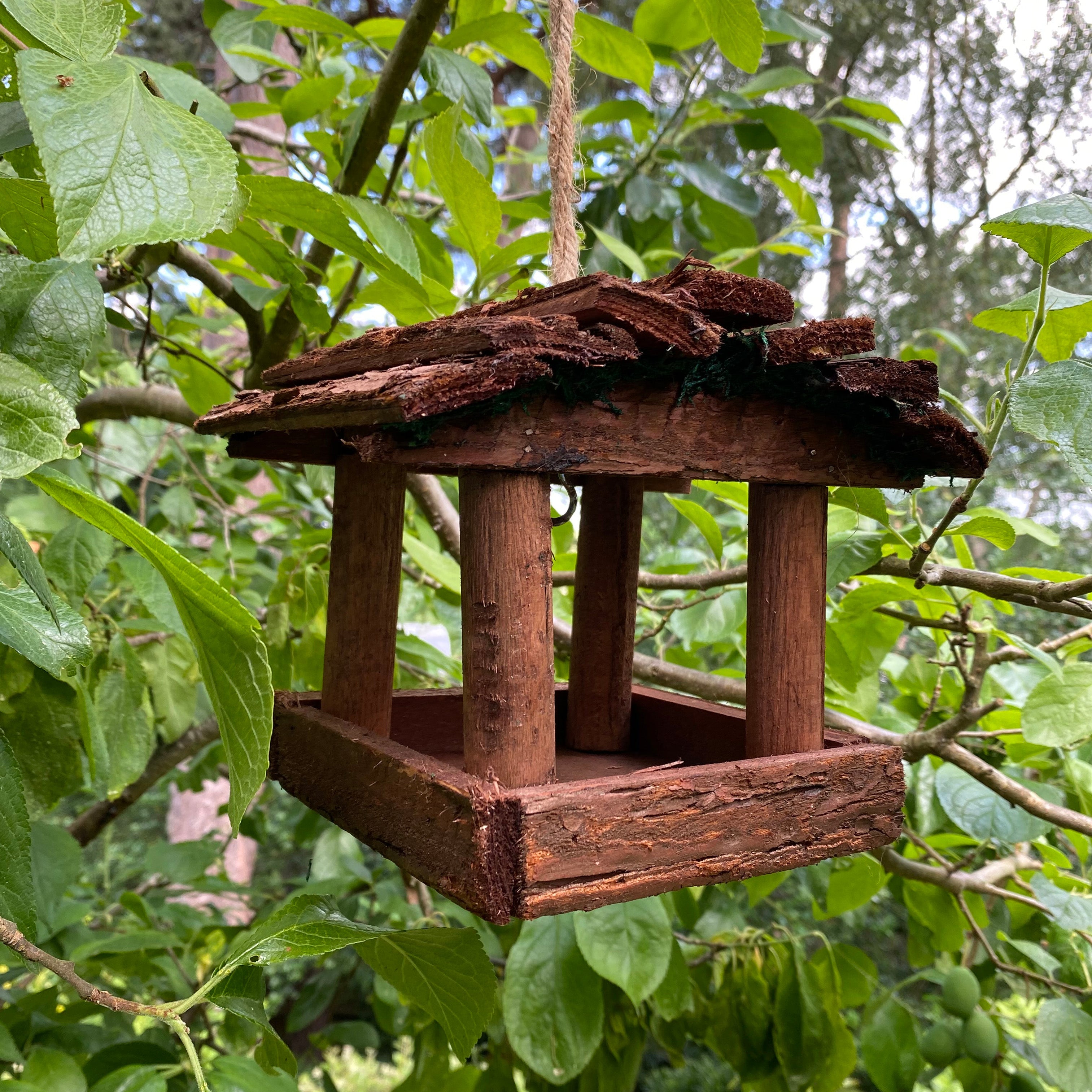 Hanging Wooden Bird Table Feeder & Love Bird Nest Box Set